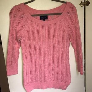 Coral knit scoop neck sweater
